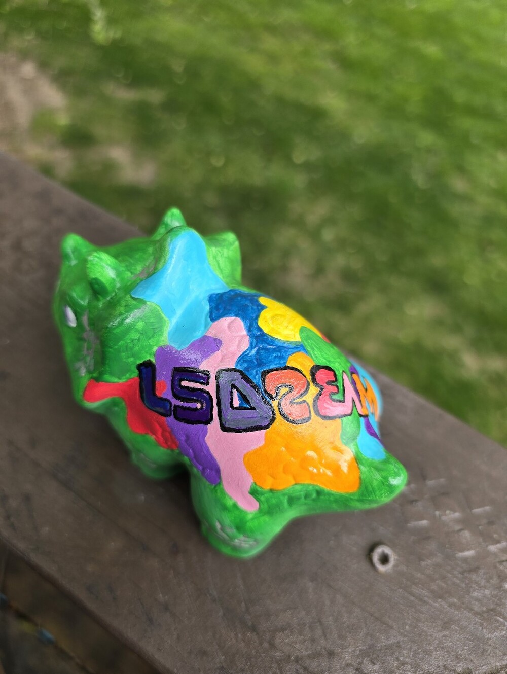 Colorful Hand-Painted Triceratops Figurine - EDM LSDream